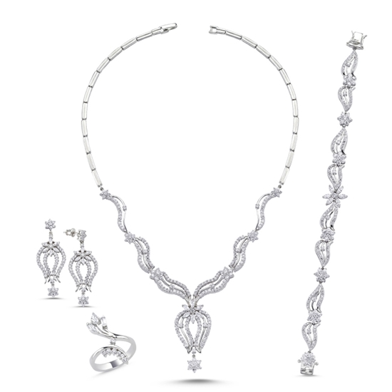 Ürün resmi: Zirkon Taşlı Kolye, Bileklik, Yüzük & Küpe Set