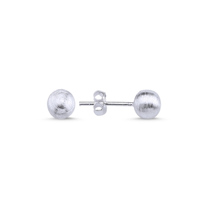 Resim Rodyum Kaplama 6mm Broseli Top Gümüş Bayan Küpe