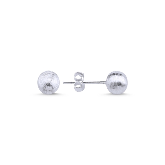 Ürün resmi: Rodyum Kaplama 6mm Broseli Top Gümüş Bayan Küpe