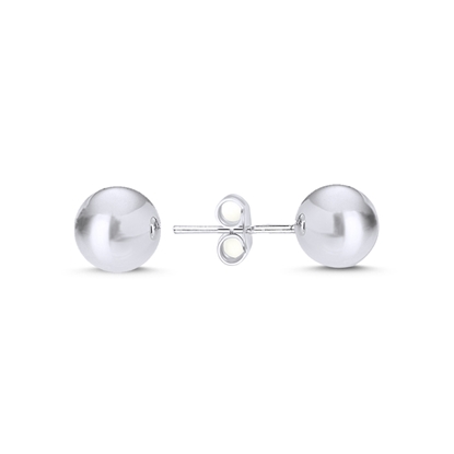 Resim Rodyum Kaplama 7mm Sade Top Gümüş Bayan Küpe