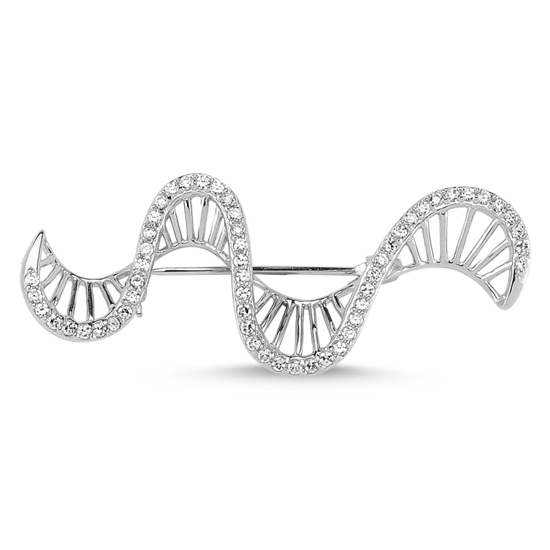 Ürün resmi: Dna Sarmalı Zirkon Taşlı Broş
