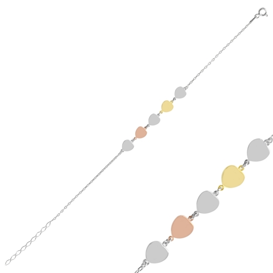 Ürün resmi: Rodyum Kaplama Taşsız Kalp Gümüş Bayan Bileklik