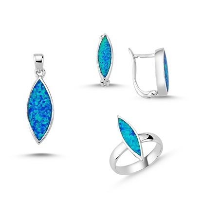 Resim Opal Taşlı Gümüş Bayan Set