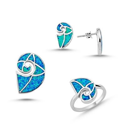 Resim Opal Taşlı Gümüş Bayan Set