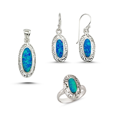 Resim Opal Taşlı Gümüş Bayan Set