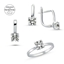 Resim Rodyum Kaplama Swarovski Zirkon Taşlı Tektaş Gümüş Bayan Set