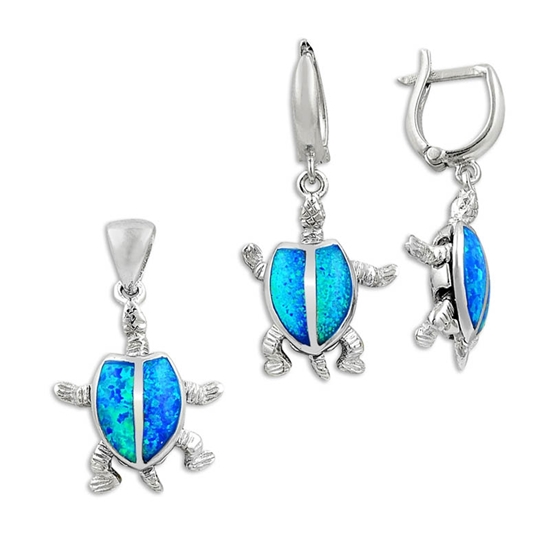 Ürün resmi: Opal Taşlı Kaplumbağa Gümüş Bayan Set