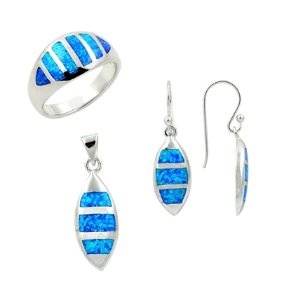 Resim Opal Taşlı Gümüş Bayan Set