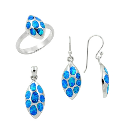 Resim Opal Taşlı Gümüş Bayan Set