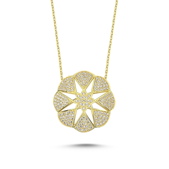Ürün resmi: Altın Kaplama Çiçek & Yıldız Gümüş Bayan Hayalet Kolye