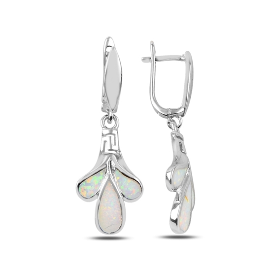Ürün resmi: Rodyum Kaplama Opal Taşlı Sallantılı Gümüş Bayan Küpe
