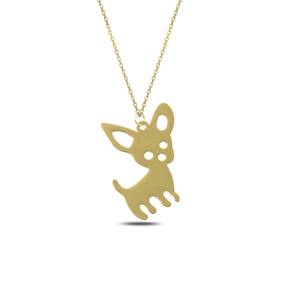 Ürün resmi: Altın Kaplama Plaka Süs Köpeği Gümüş Bayan Kolye