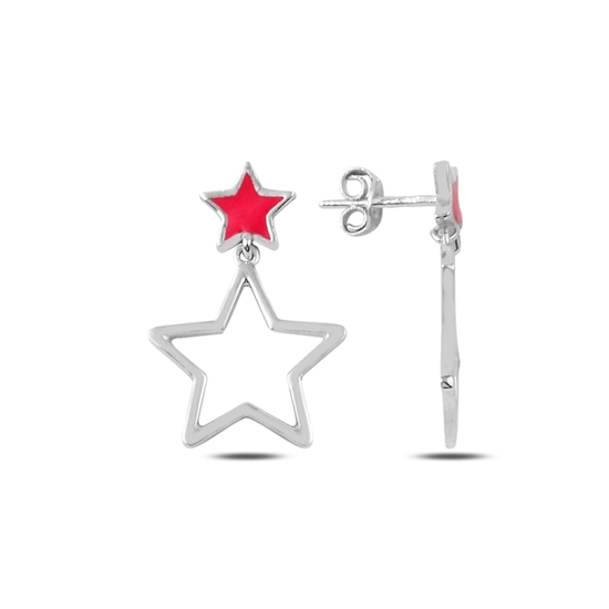 Ürün resmi: Rodyum Kaplama Mineli Yıldız Sallantılı Gümüş Bayan Küpe