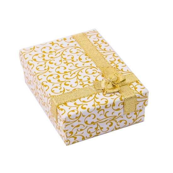 Ürün resmi: Altın Renk Fiyonklu Motifli Üçlü Set Karton Hediye Kutusu