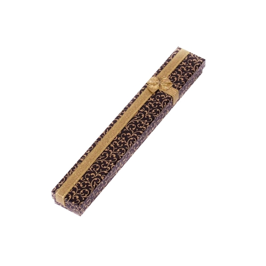 Ürün resmi: Uzun Kahverengi Fiyonklu Motifli Bileklik Karton Hediye Kutusu