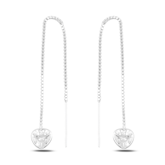 Ürün resmi: Zirkon Taşlı Kalp Japon Gümüş Küpe