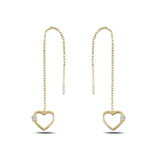 Ürün resmi: Altın Kaplama Zirkon Taşlı Kalp Japon Gümüş Küpe
