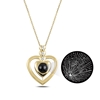 Ürün resmi: Altın Kaplama 100 Dilde Seni Seviyorum Taşı Kalp Gümüş Bayan Kolye