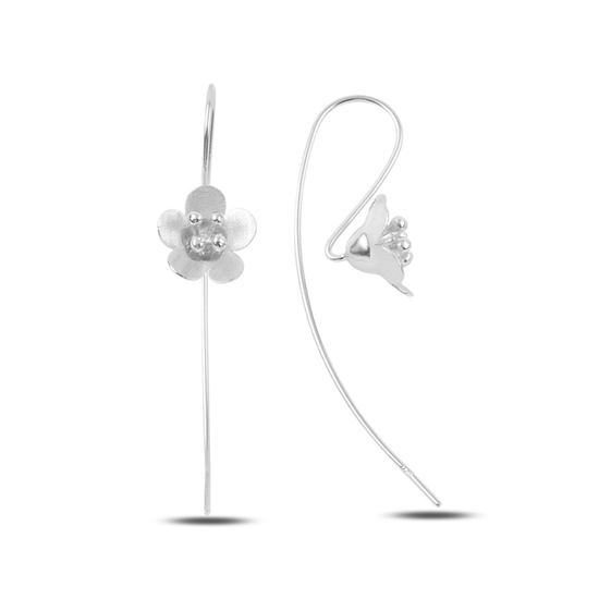 Ürün resmi: Rodyum Kaplama Sallantılı Çiçek Gümüş Küpe