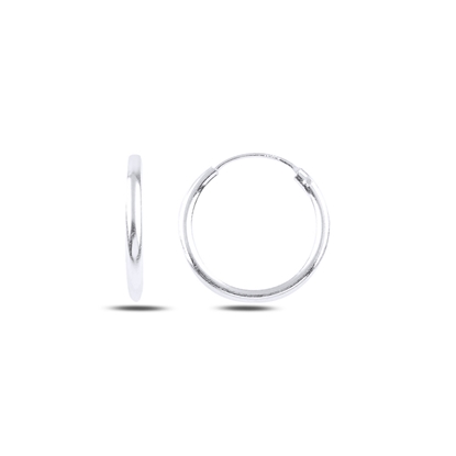 Resim Rodyum Kaplama 18mm Sade Halka Gümüş Küpe