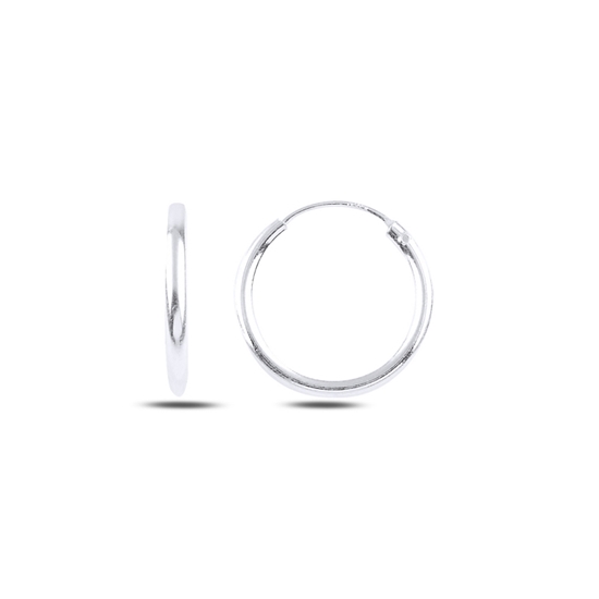 Ürün resmi: Rodyum Kaplama 18mm Sade Halka Gümüş Küpe