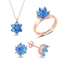 Resim Rose Kaplama Zirkon Taşlı Lotus Çiçeği Gümüş Bayan Set