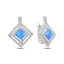 Resim Rodyum Kaplama Opal & Zirkon Taşlı Gümüş J Küpe