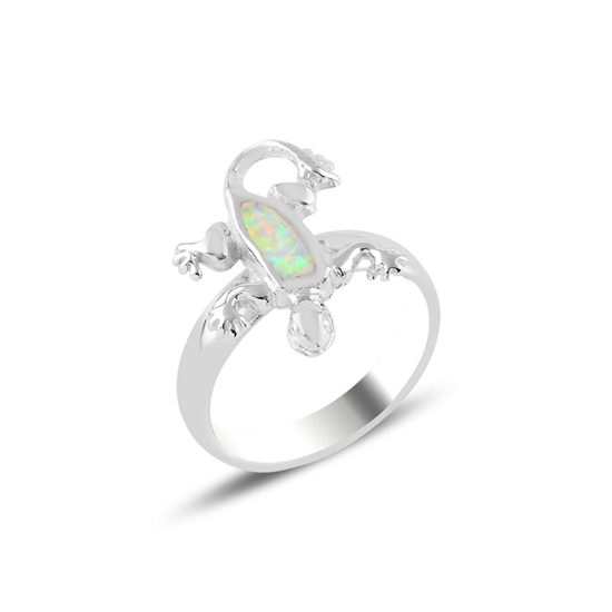 Ürün resmi: Rodyum Kaplama Kertenkele Opal Taşlı Gümüş Bayan Yüzük