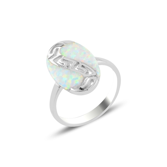 Ürün resmi: Rodyum Kaplama Opal Taşlı Gümüş Bayan Yüzük