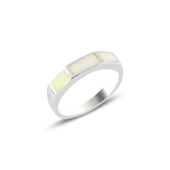 Ürün resmi: Rodyum Kaplama Opal Taşlı Gümüş Bayan Yüzük