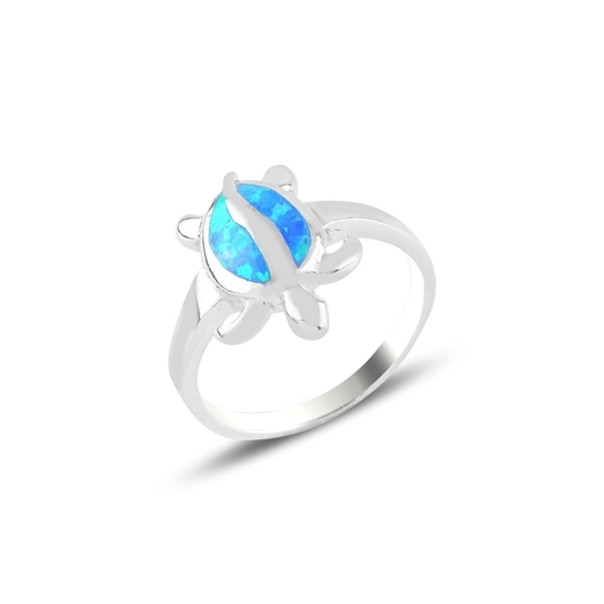 Ürün resmi: Rodyum Kaplama Kaplumbağa Opal Taşlı Gümüş Bayan Yüzük