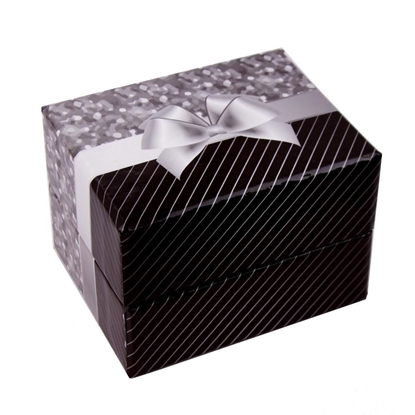 Resim Siyah Ve Beyaz Kedi Desenli Yastıklı Saat ve Bileklik Karton Hediye Kutusu
