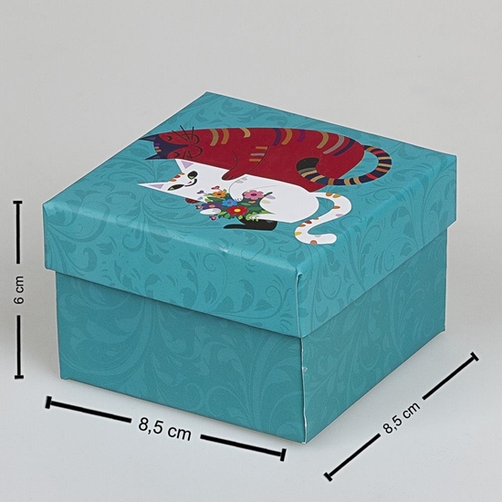 Ürün resmi: Siyah Ve Beyaz Kedi Desenli Yastıklı Saat ve Bileklik Karton Hediye Kutusu