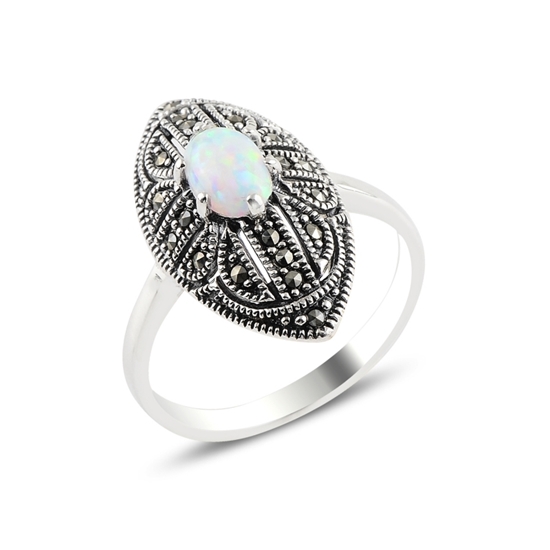 Ürün resmi: Opal & Markazit Taşlı Gümüş Bayan Yüzük