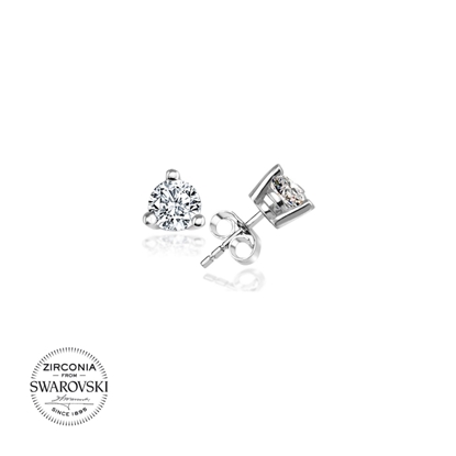 Resim Rodyum Kaplama Swarovski Zirkon Taşlı Tektaş Gümüş Küpe