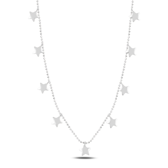 Ürün resmi: Rodyum Kaplama Yıldız Sallantılı Gümüş Bayan Kolye