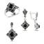 Resim Oniks & Markazit Taşlı Gümüş Bayan Set