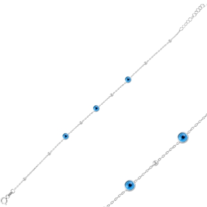 Resim Rodyum Kaplama Göz & Toplu Gümüş Bayan Bileklik