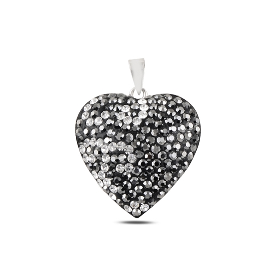 Ürün resmi: Kalp Kristal Taşlı Gümüş Bayan Kolye Ucu