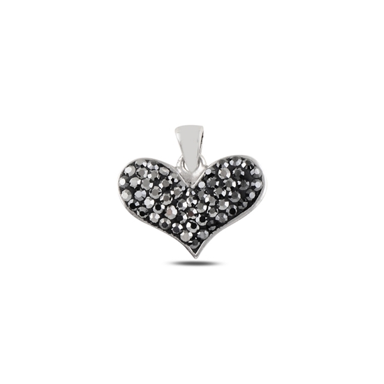 Ürün resmi: Kalp Kristal Taşlı Gümüş Bayan Kolye Ucu