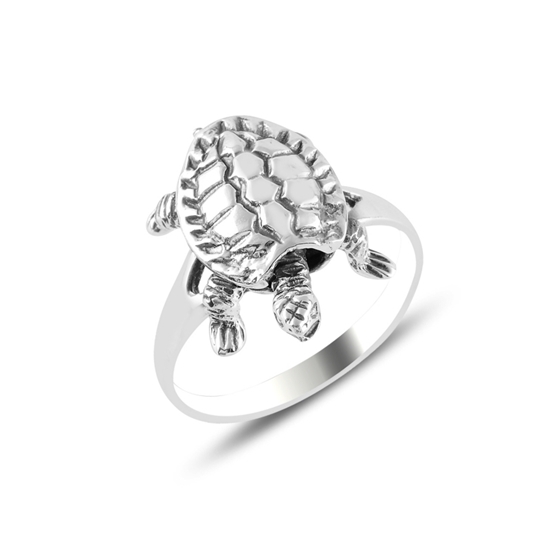 Ürün resmi: Hareketli Kaplumbağa Oksitli Gümüş Bayan Yüzük