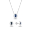 Resim Rodyum Kaplama Safir Zirkon (Lacivert) Oval Renkli Zirkon Taşlı Gümüş Bayan Set