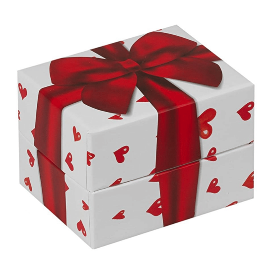 Ürün resmi: Kalpli Kırmızı Fiyonklu Yastıklı Saat ve Bileklik Karton Hediye Kutusu