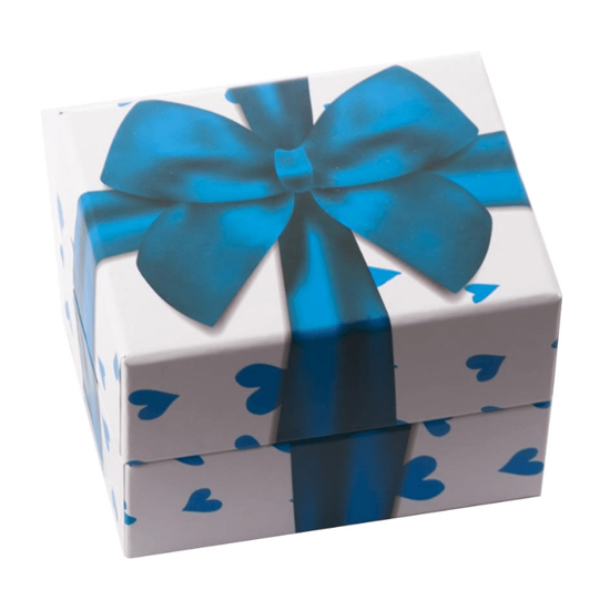 Ürün resmi: Mavi Fiyonklu ve Kalpli Yastıklı Saat ve Bileklik Karton Hediye Kutusu