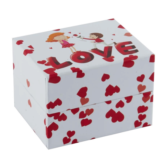 Ürün resmi: Kırmızı Kalpler Love  Yastıklı Saat ve Bileklik Karton Hediye Kutusu
