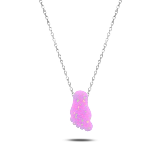 Ürün resmi: Opal Ayak İzi Gümüş Bayan Kolye