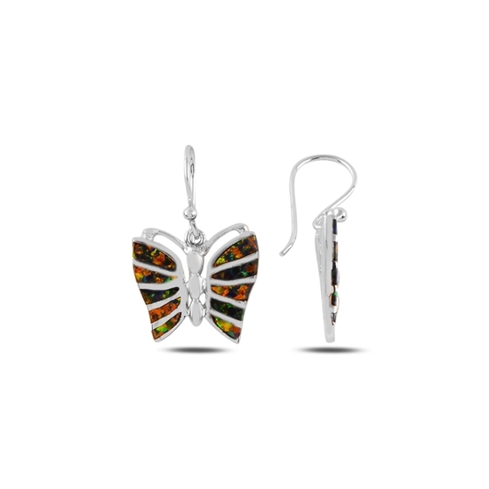 Ürün resmi: Kelebek Opal Taşlı Gümüş Sallantılı Küpe