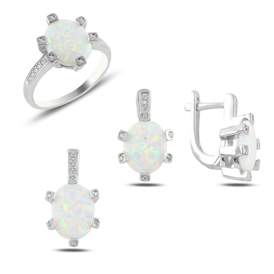 Ürün resmi: Opal & Zirkon Taşlı Gümüş Bayan Set
