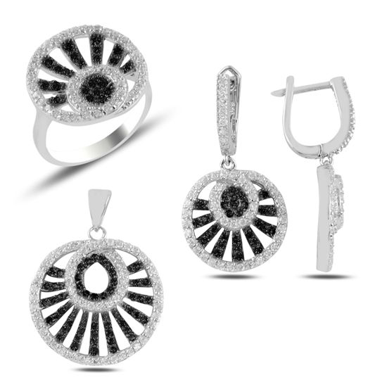 Ürün resmi: Rodyum Kaplama Zirkon Taşlı Gümüş Bayan Set