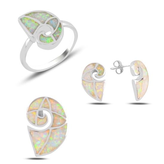 Ürün resmi: Opal Taşlı Gümüş Bayan Set